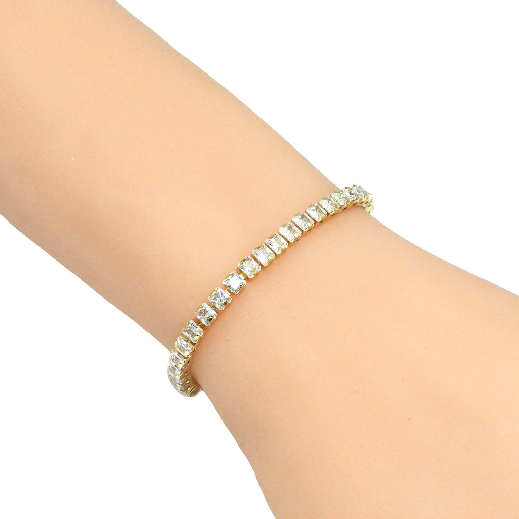 Thin Gold Clear CZ Adjustable Bracelet, Sku#JL183