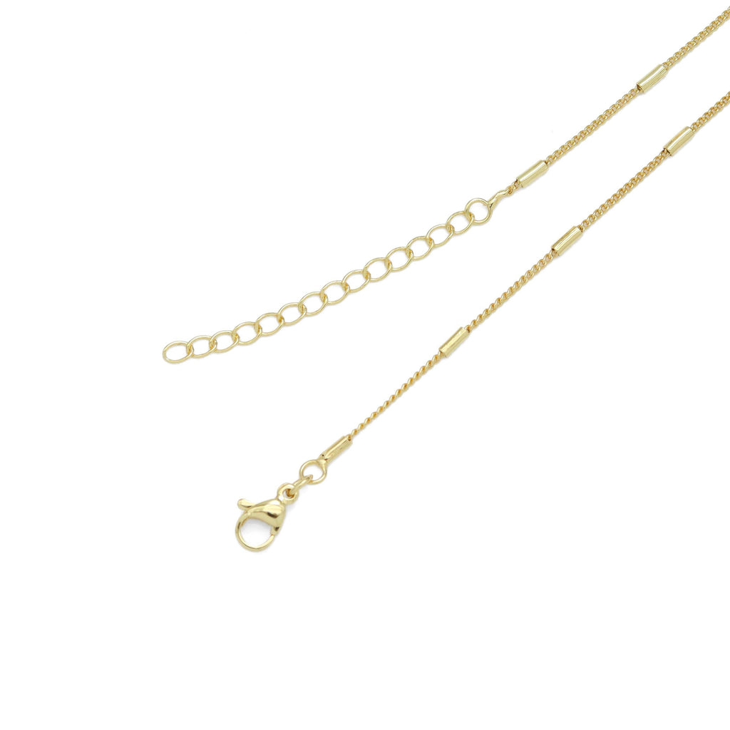 Dainty Gold Bar Chain Link Adjustable Necklace, Sku#LD543