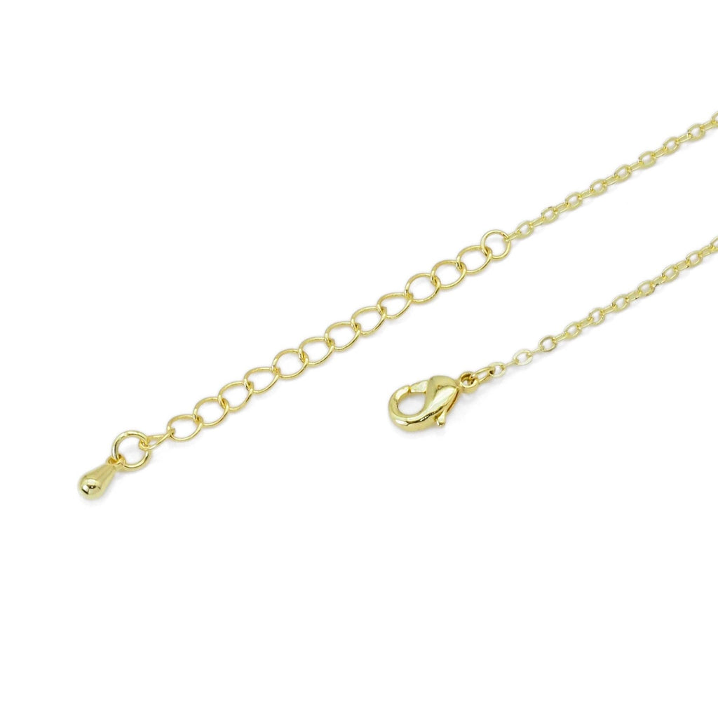 Gold Silver White Pearl Chain Necklace, Sku#EF462