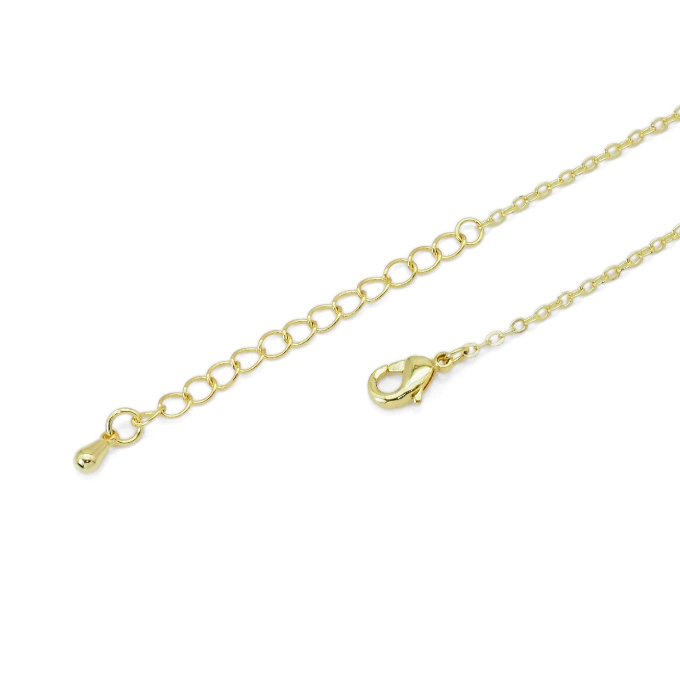 Gold Silver White Pearl Chain Necklace, Sku#EF462