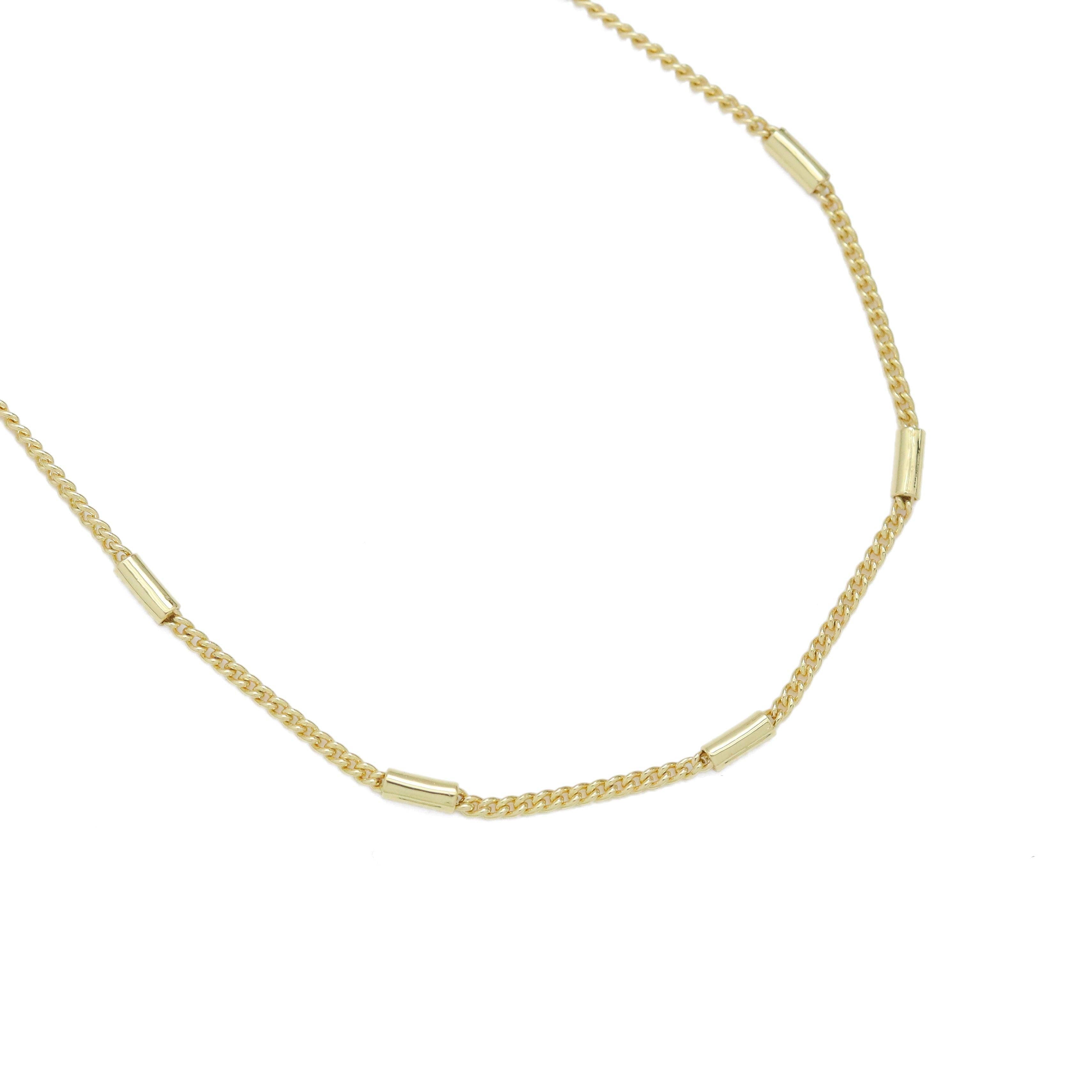 Dainty Gold Bar Chain Link Adjustable Necklace, Sku#LD543