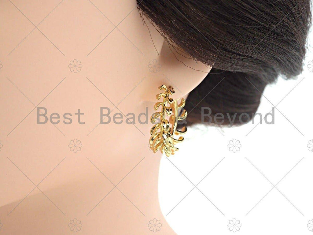 Gold Swirl Spike Hoop Earrings, Sku#J315