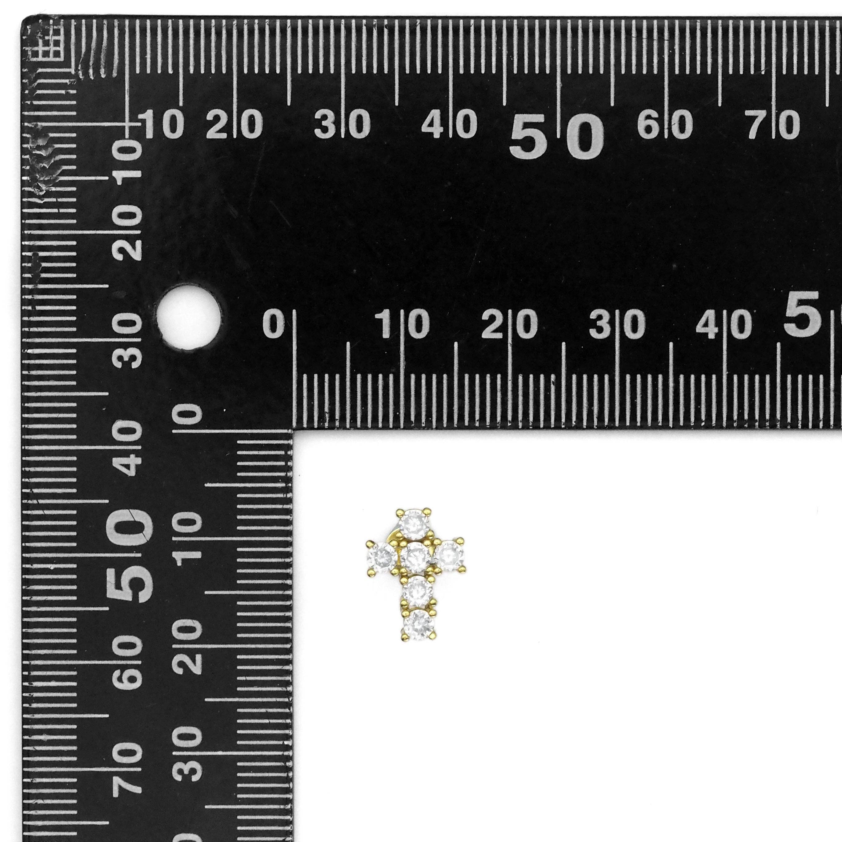 Gold CZ Cross Shape Stud Earrings, Sku#B365