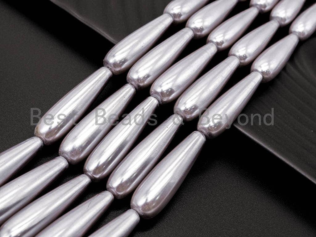 Gray  Natural Mother of Pearl beads,8x30mm Pearl Teardrop beads, Loose Teardrop Smooth Pearl Shell Beads, 16inch strand, SKU#T75