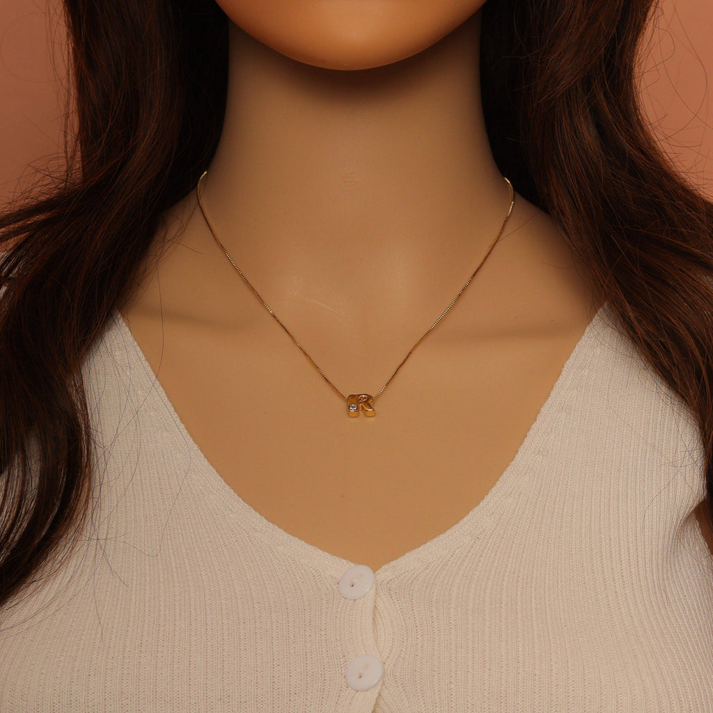 Gold Silky Chain Initial Bracelet,sku#EF284