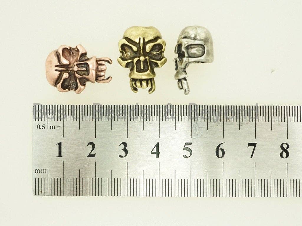 Antique Skull Bead Charm, Paracord Survival Bracelet Beads, Keychain Lanyard Making Beads, Men's Jewelry Findings, 15x20mm, sku#Y94