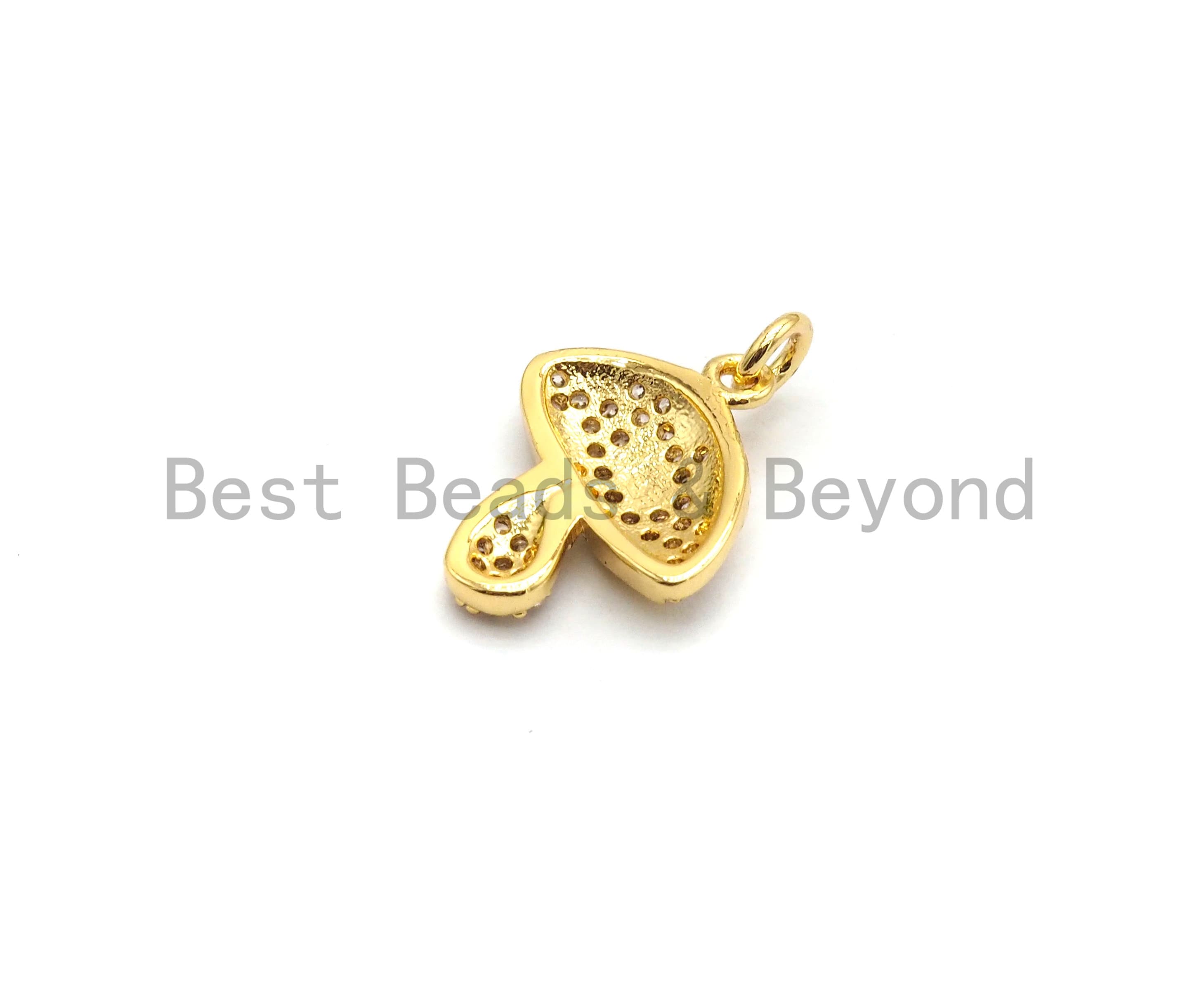 CZ Micro Pave Mushroom Charm Pendant, Cubic Zirconia Pendant,SKU#Y182