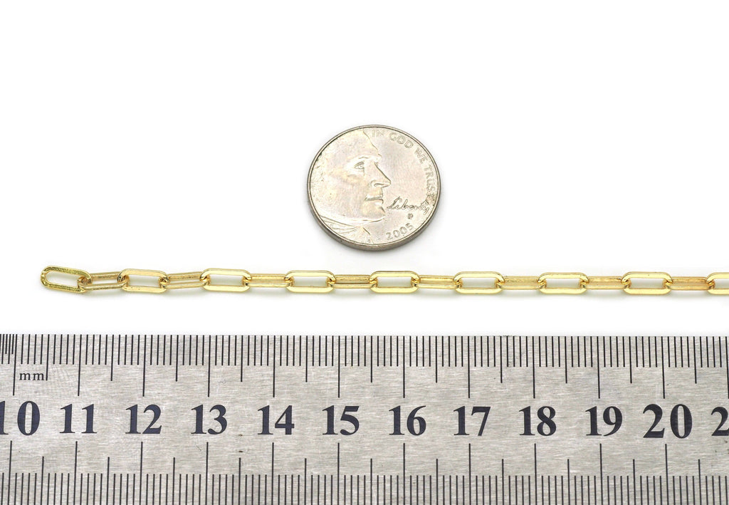 Gold Silver Small link thick Paperclip Chain by Yard, sku#LS06