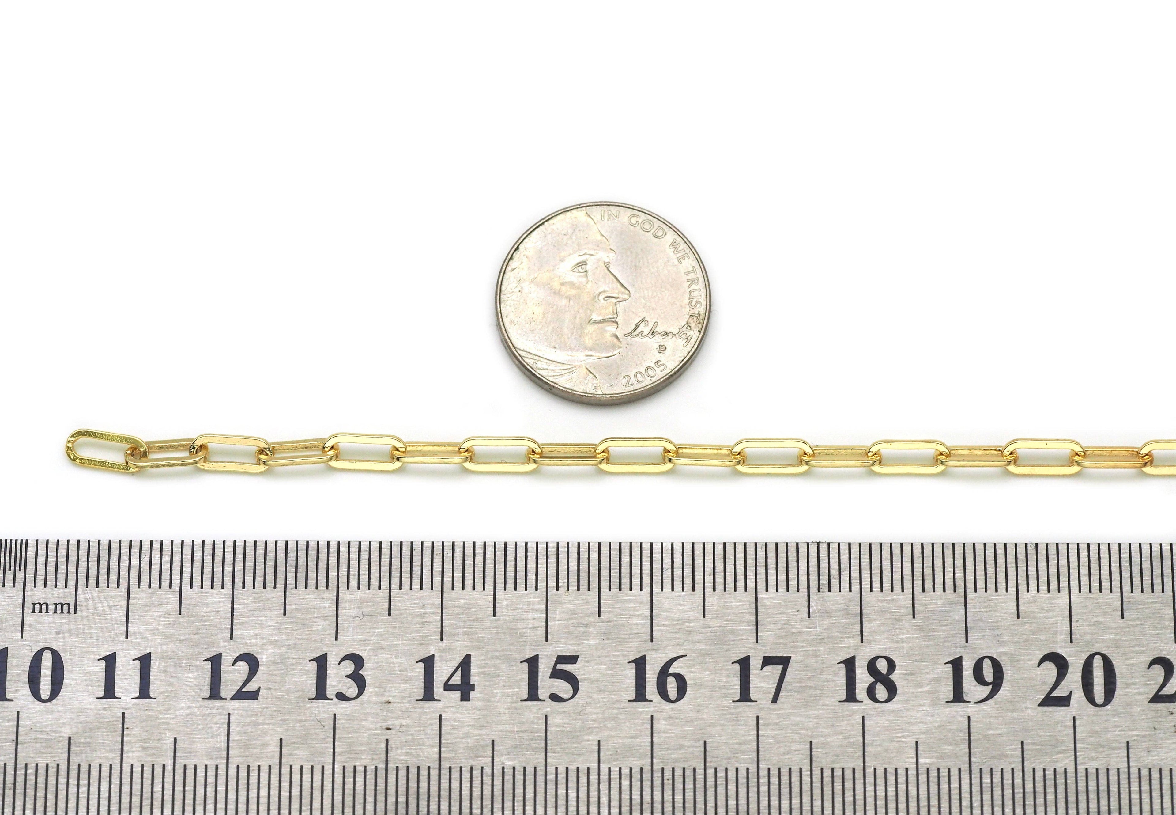 Gold Silver Small link thick Paperclip Chain by Yard, sku#LS06
