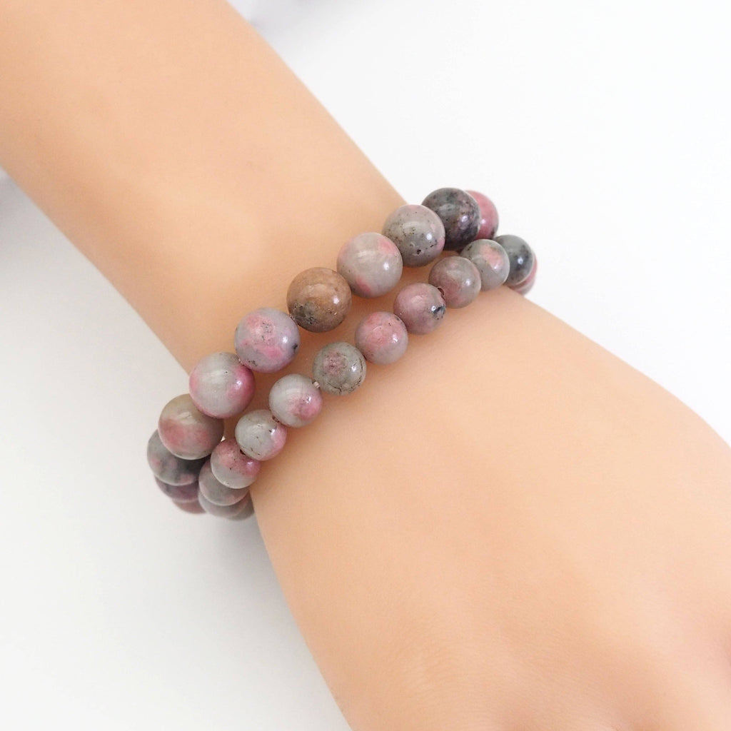 Genuine Rhodochrosite Round Smooth Stretchy Bracelet, 8mm/10mm, Sku#EF370