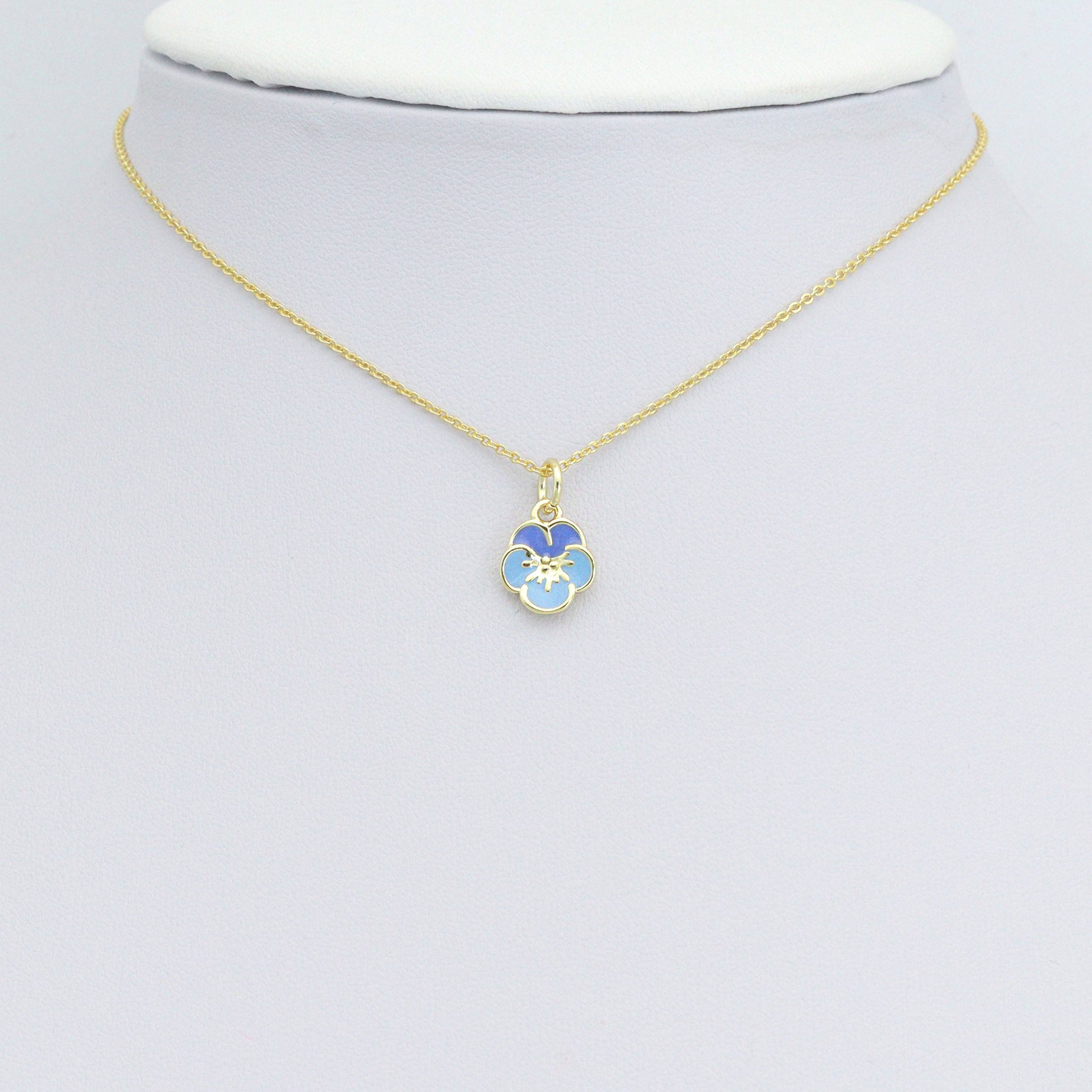 Pink Blue Cherry flower Charm Pendant,Sku#LX870