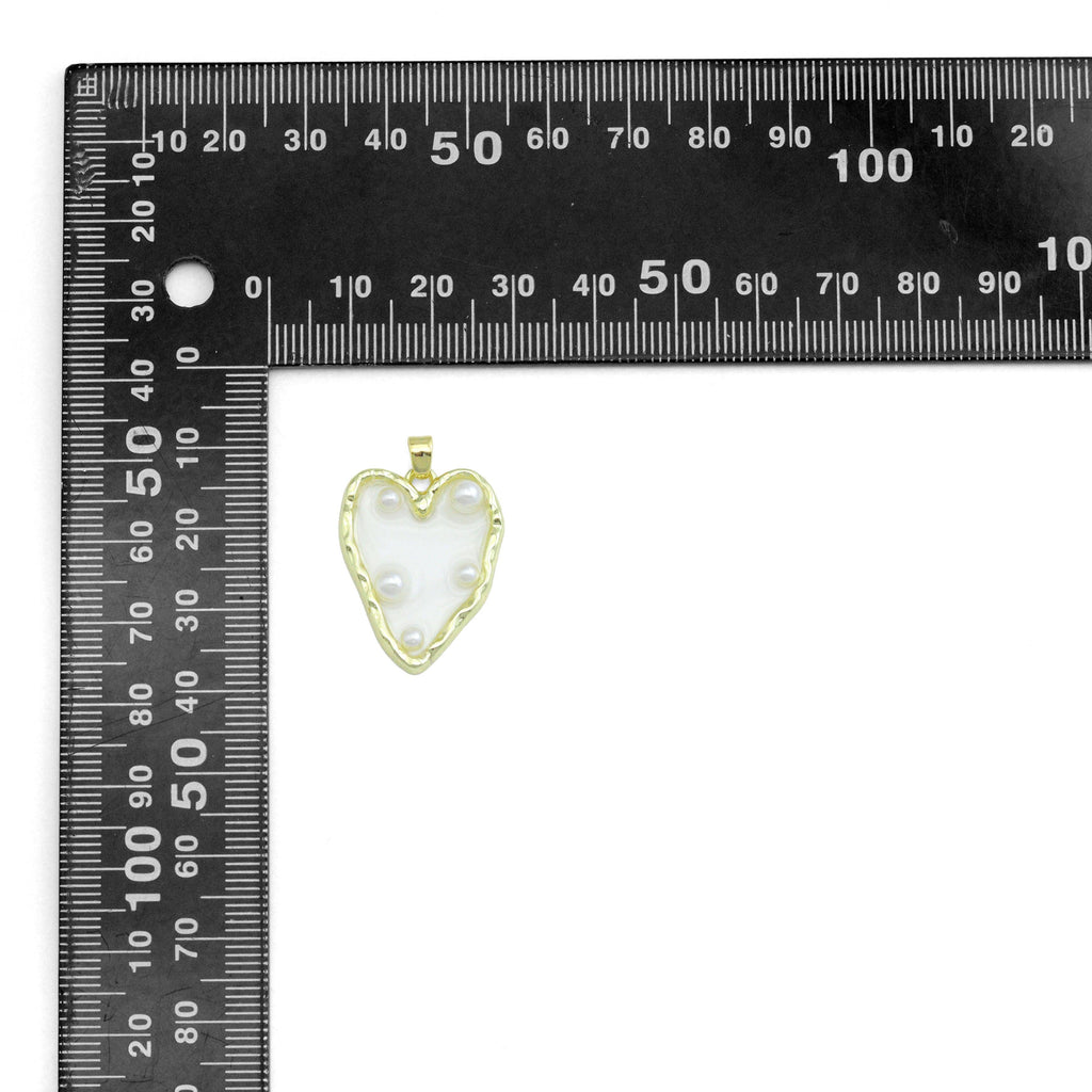 Hammered Edge Acrylic Heart with Pearl Charm , Sku#JL202