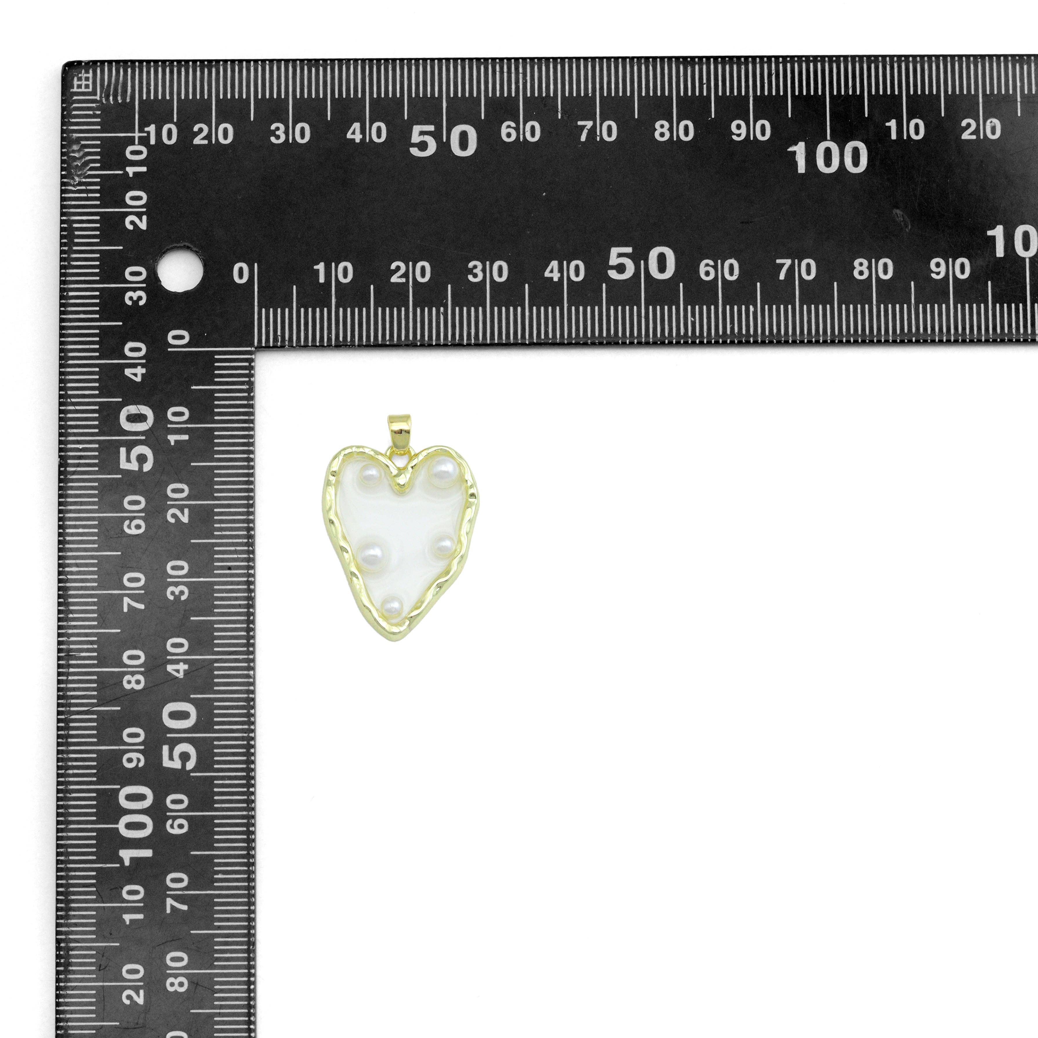 Hammered Edge Acrylic Heart with Pearl Charm , Sku#JL202