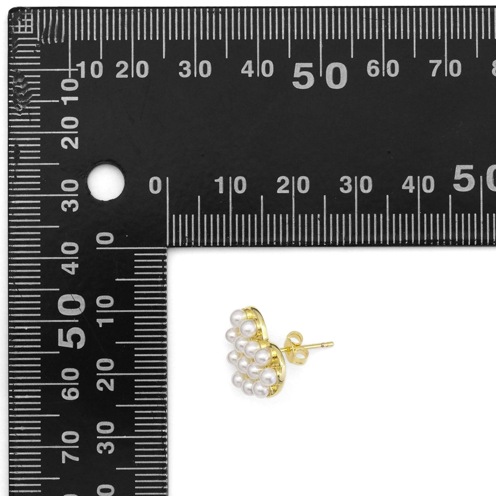 Pearl Heart Stud Earrings, Sku#LK857