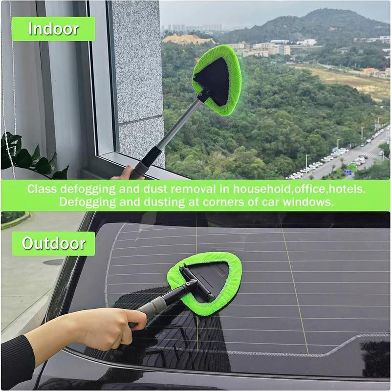 LEIBOO Windshield Cleaning Tool, Microfiber Car Window Cleaner with 3 Reusable and Washable Microfiber Pads and Extendable Handle - Christmas Gift!
