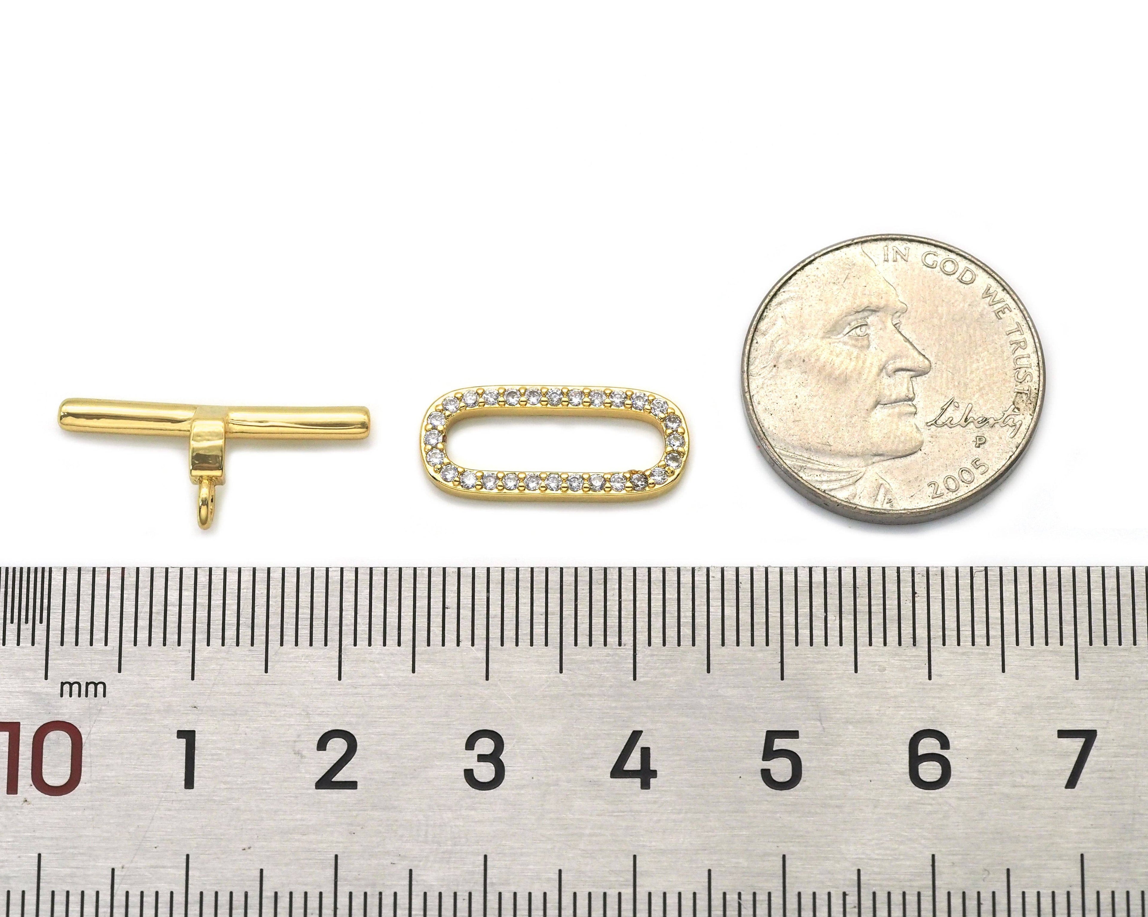 CZ Paperclip Toggle Gold Clasp, sku#LX185