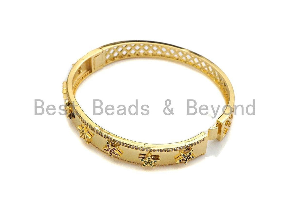 Micro Pave Star Bangle Bracelet, Sku#X156