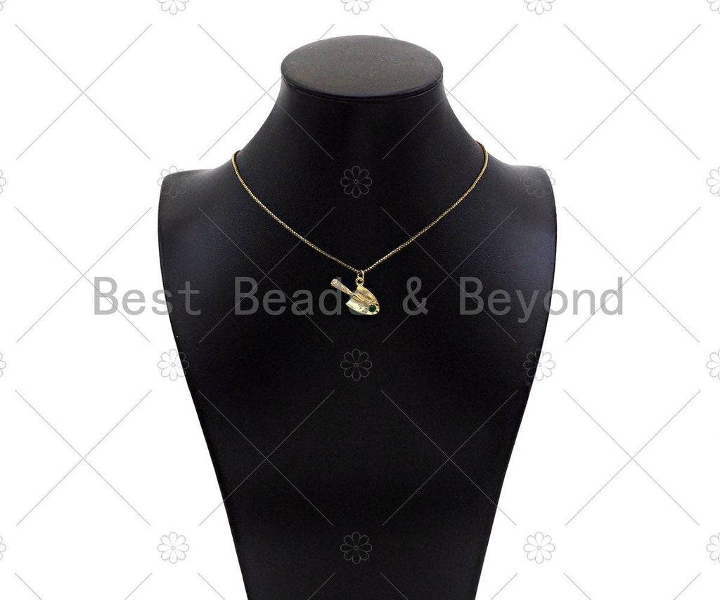 Gold Filled CZ Micro Pave Shovel Shape Pendant, 18K Gold Filled Shovel Charm, Necklace Bracelet Charm Pendant,14x24mm,Sku#LK354