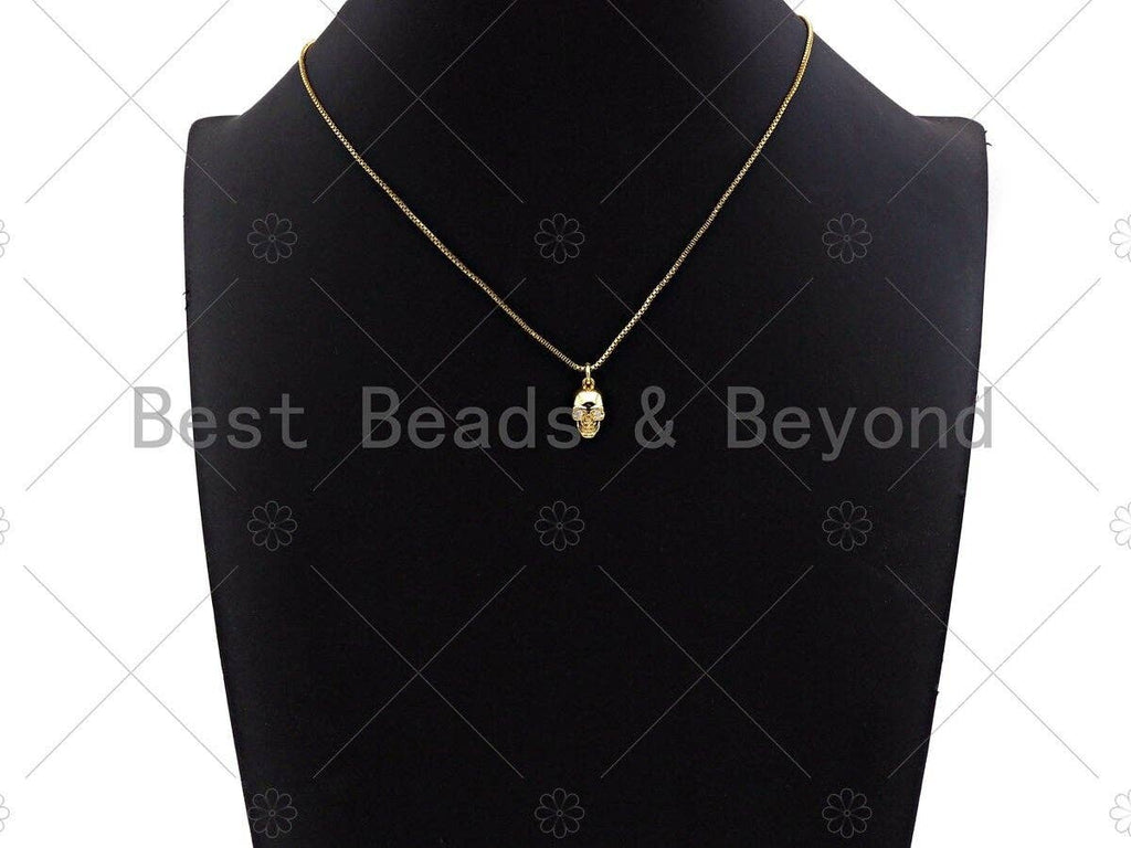 Dainty Gold Skull Head Pendant/Charm,Cubic Zirconia Charm, Necklace Bracelet Charm Pendant,7x14mm, Sku#ML31