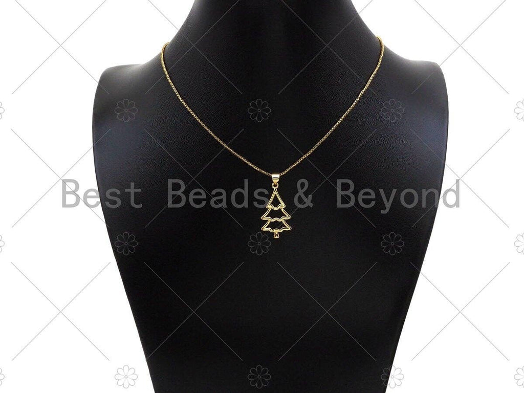 18k Gold Color Christmas Tree Shape Pendant, Dainty Gold Pendant, Christmas Charm, ,27x15mm, Sku#LK205
