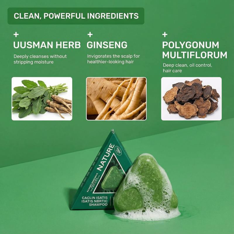 Anti Hair Loss Shampoo Bar – with Usman Grass, Arborvitae Leaves, Polygonum, Ginseng & Tea Tree, Strengthens Roots, Reduces Hair Fall, for Thinning Hair, Sulfate-Free, Herbal Hair Growth Soap 80G Haircare Cleansing Conditioner Biotin Hair Conditioner Bar