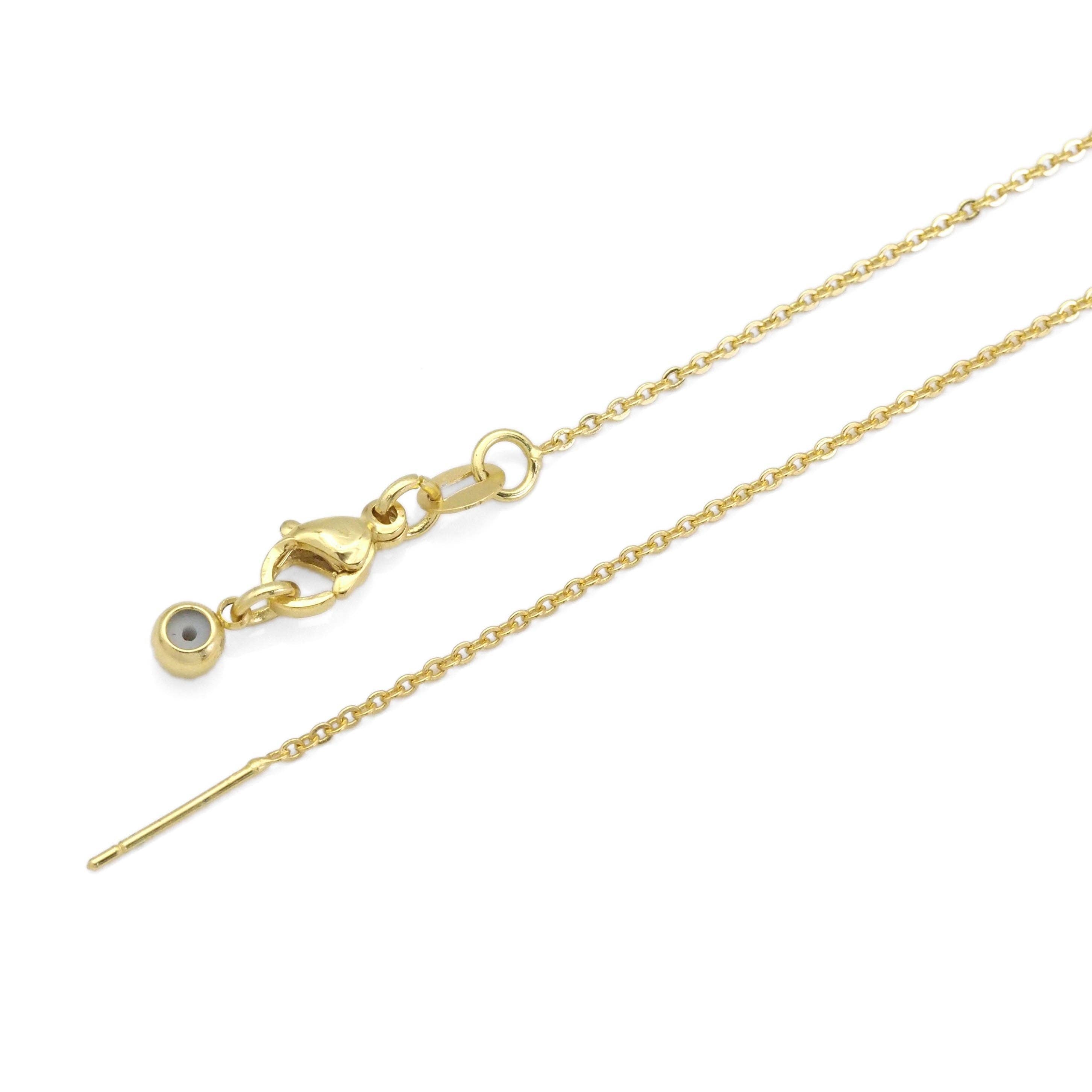 Dainty Gold Silver Puffy Heart Charm Adjustable necklace, Sku#EF337