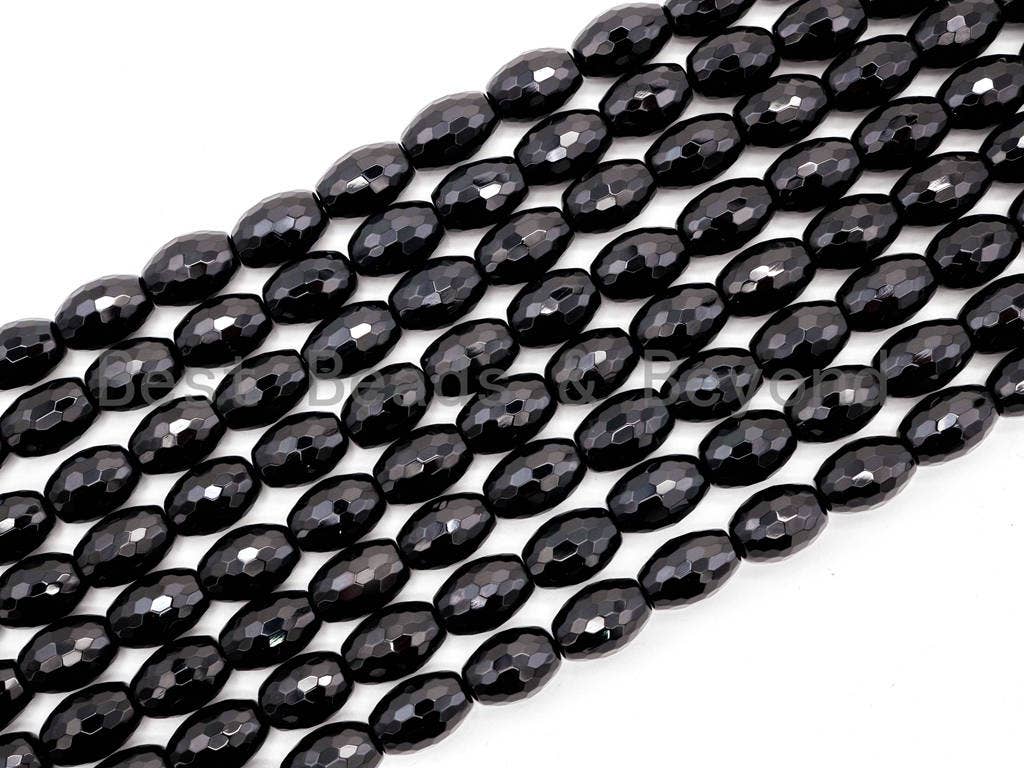 15.5" Full Strand Top Quality Black Onyx Long Barrel Faceted 8x16mm/10x14mm/10x30mm Natural Gemtones, Black Beads,SKU#Q25
