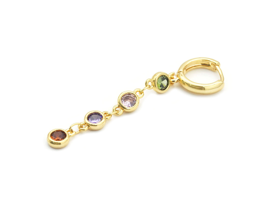 Colorful CZ Chain Link Dangle Earrings, Sku#LD350