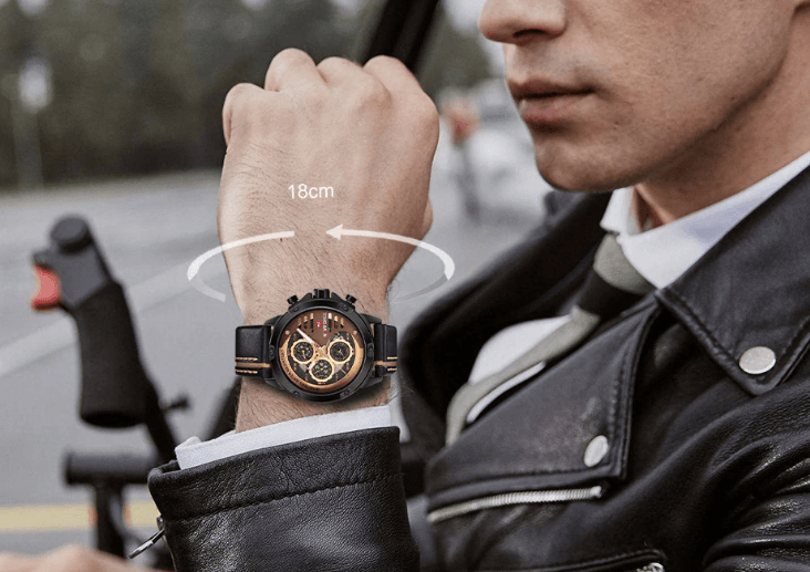 Montre de Sport Étanche Homme avec Chronomètres et Bracelet en Cuir Montre-Bracelet Multifonction Design Unique Cadeau Parfait