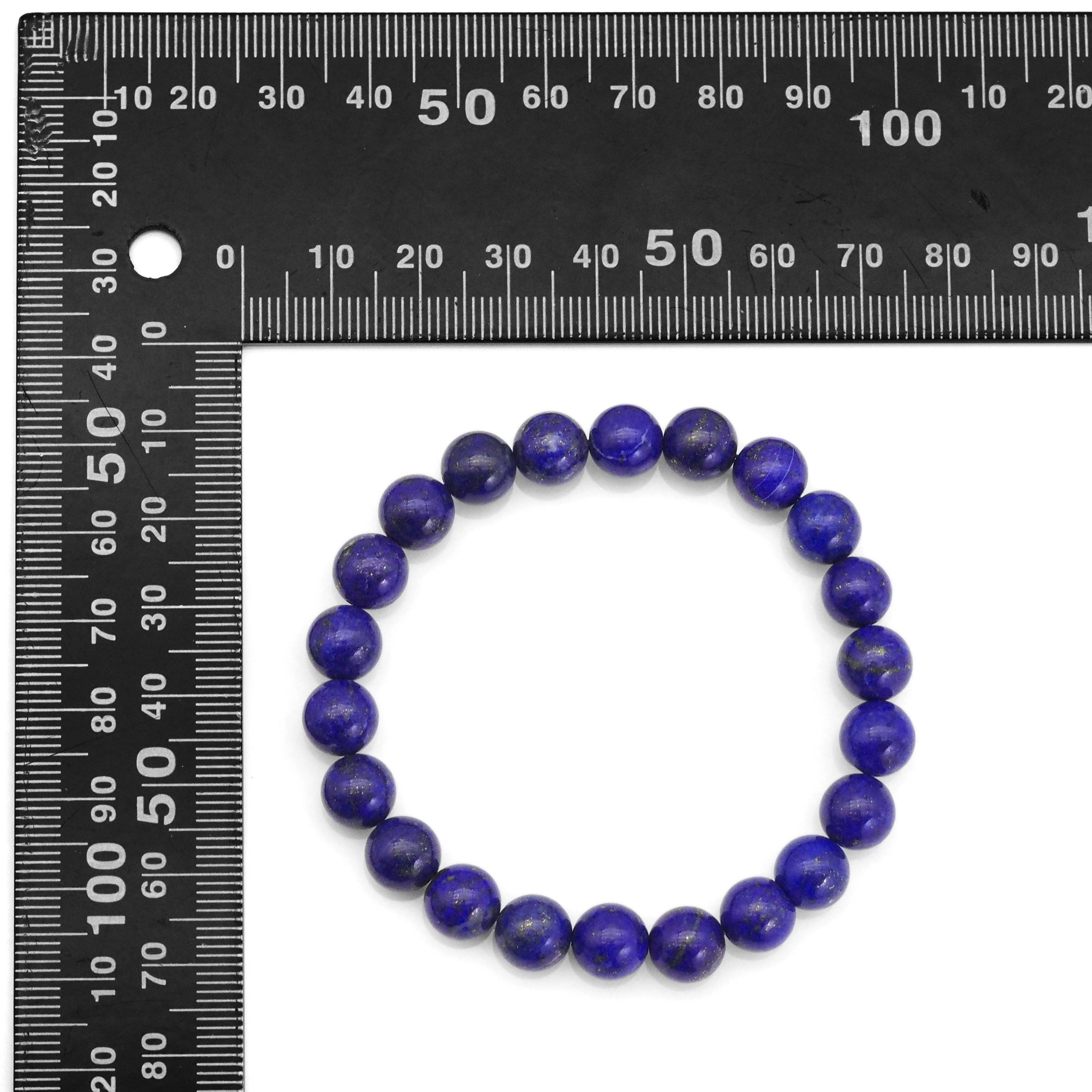 Genuine Quality Lapis Round Smooth Stretchy Bracelet, Sku#EF330