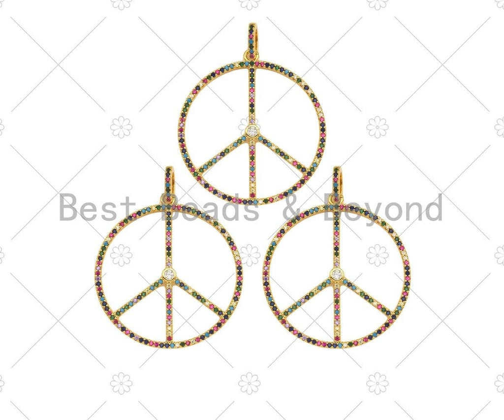 CZ Micro Pave Peace Symbol Pendant/Charm,sku#ML42