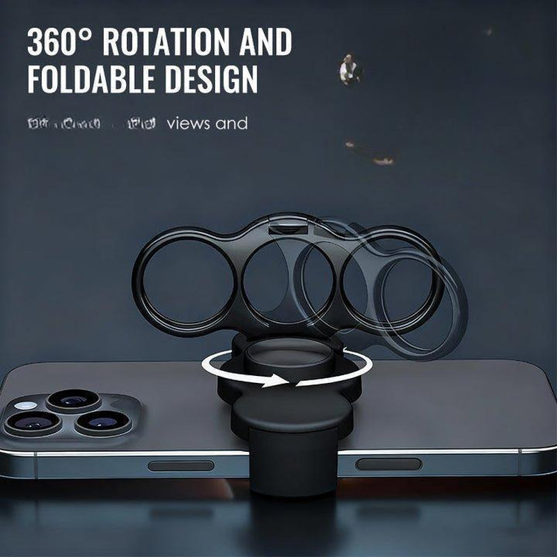 360 Rotation Finger Ring Stand for Phone Dual Loop Folding Mobile Holder Desktop Clip Lazy Bracket