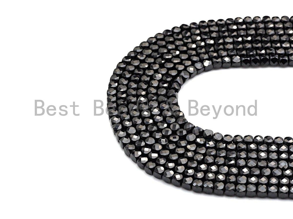 High Quality Black Spinel Cube Beads, 4mm Black Spinel Facted Cube Beads, 16" Full strand, sku#U780