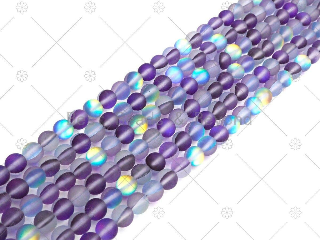 NEW COLOR!! Spectrolite Purple Quartz Matte, High Quality in Round 6mm/8mm/10mm/12mm, Aura Purple Manmade Crystal, 15.5inch strand, SKU#U826