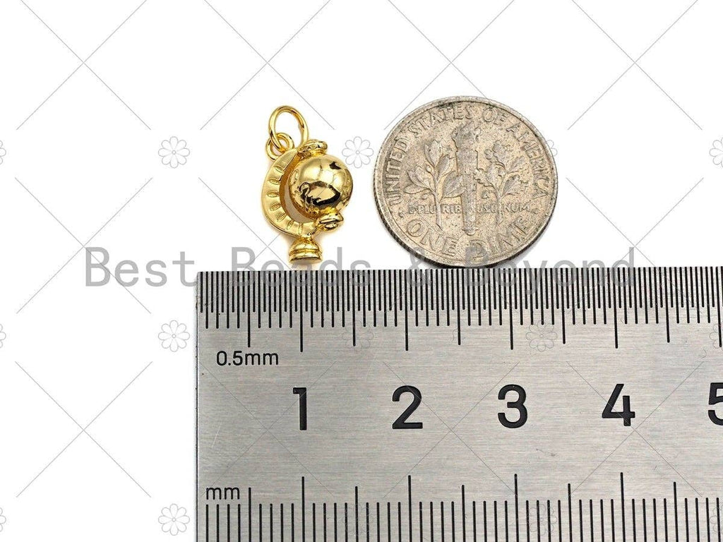 CZ Micro Pave Globe Pendant/Charm, Globe Pendant, Silver/Gold/Rose Gold/Black Tone, 9x13mm, Sku#Y281