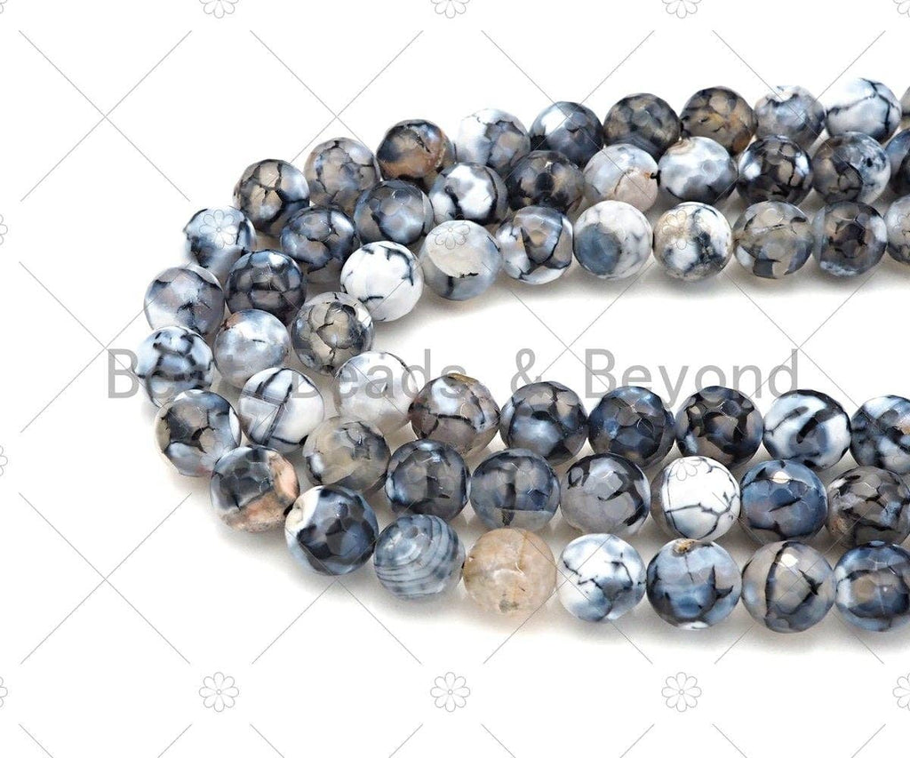 High Quality Black White Fire Agate Beads, Dragon Vein Agate,SKU#U1161