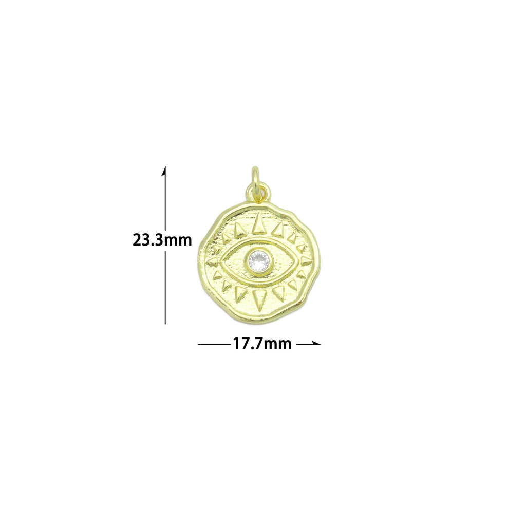 Gold Evil Eye Coin Charm Pendant,Sku#LX866