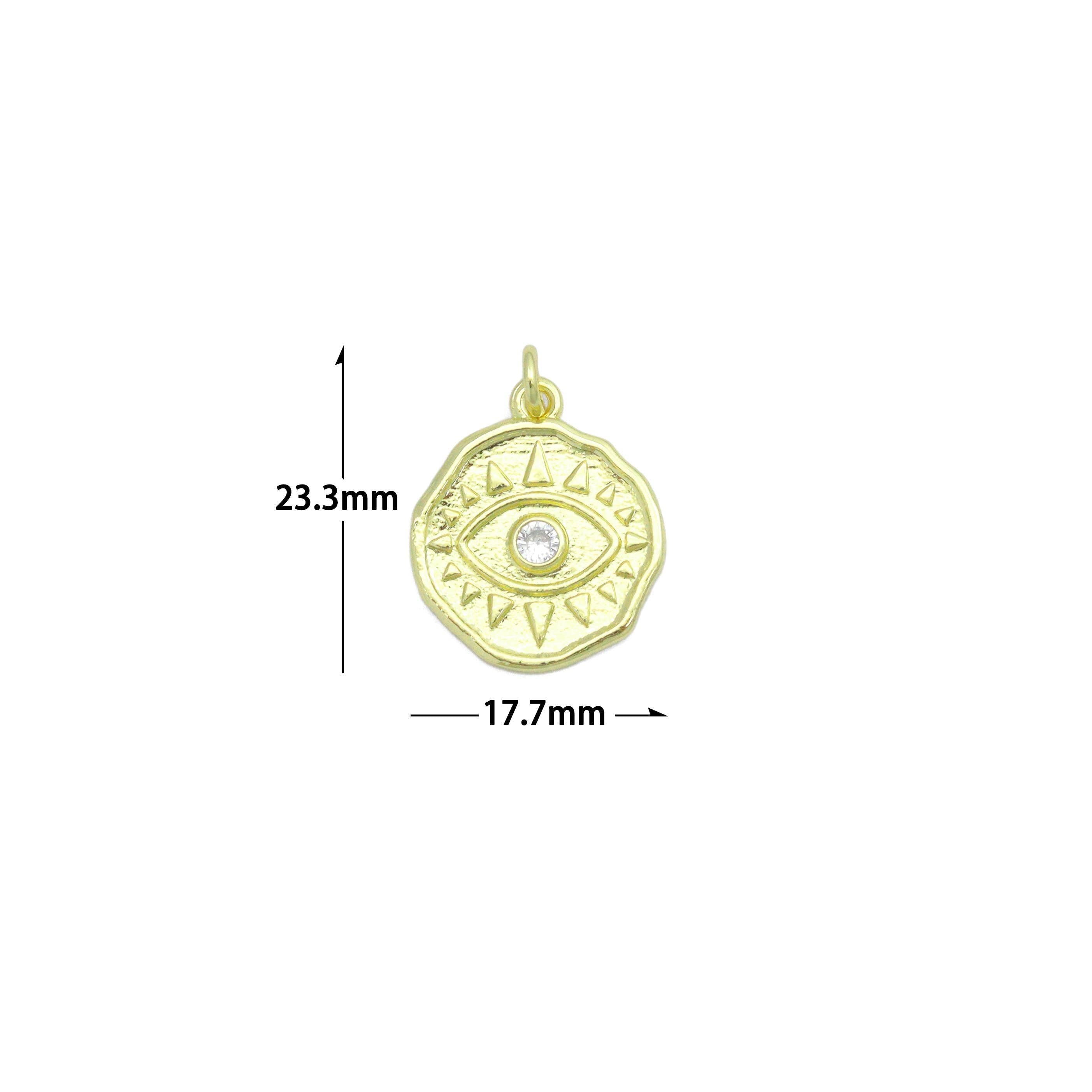 Gold Evil Eye Coin Charm Pendant,Sku#LX866