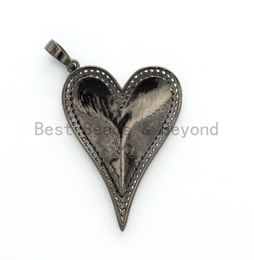 Pave CZ Enamel Heart Pendant, sku#F566