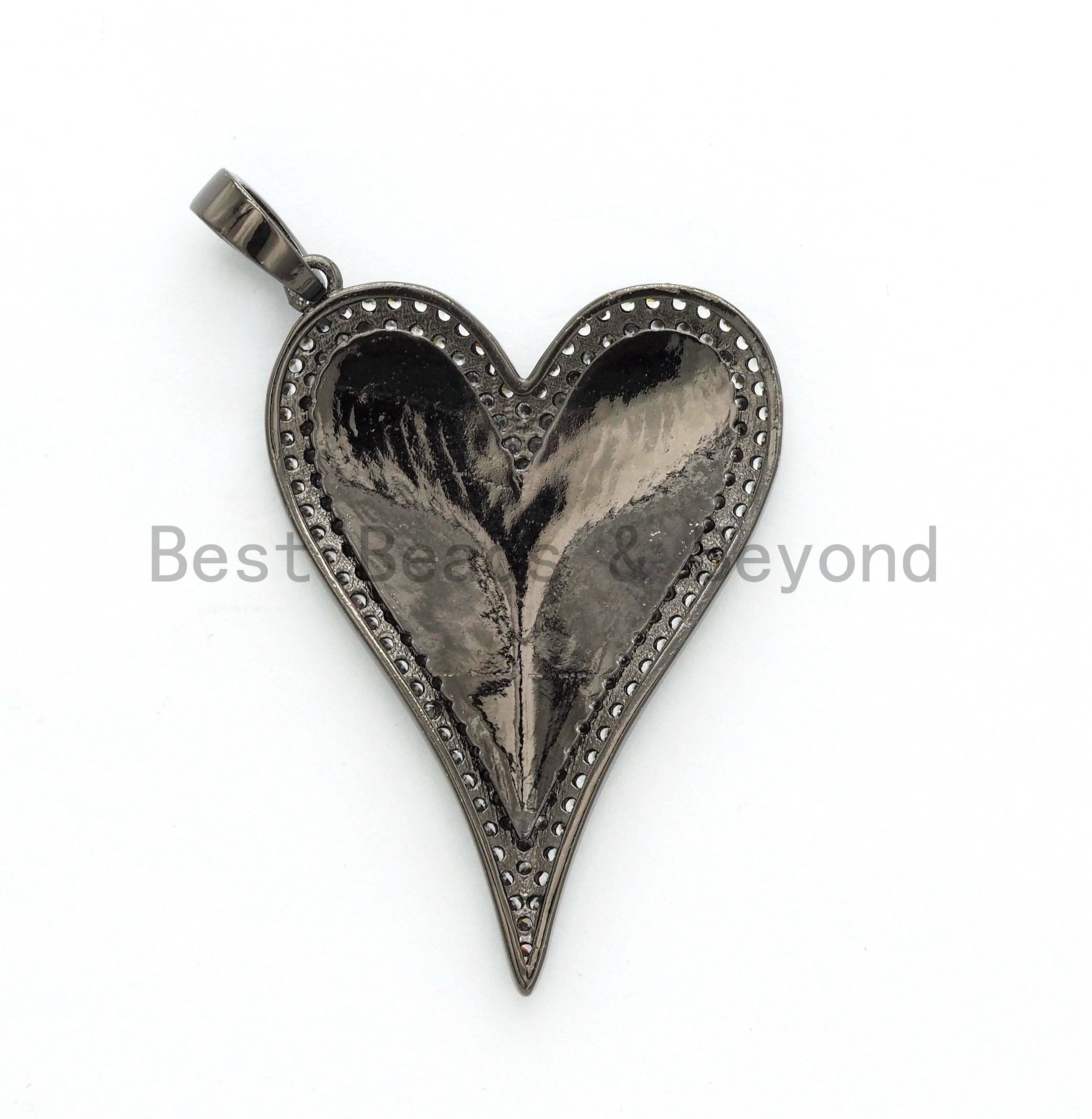 Pave CZ Enamel Heart Pendant, sku#F566
