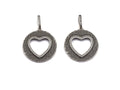 Antique Finish  CZ Micro Pave Hollow Out Heart Pendant, Silver Tone, 28x31mm,sku#F991C
