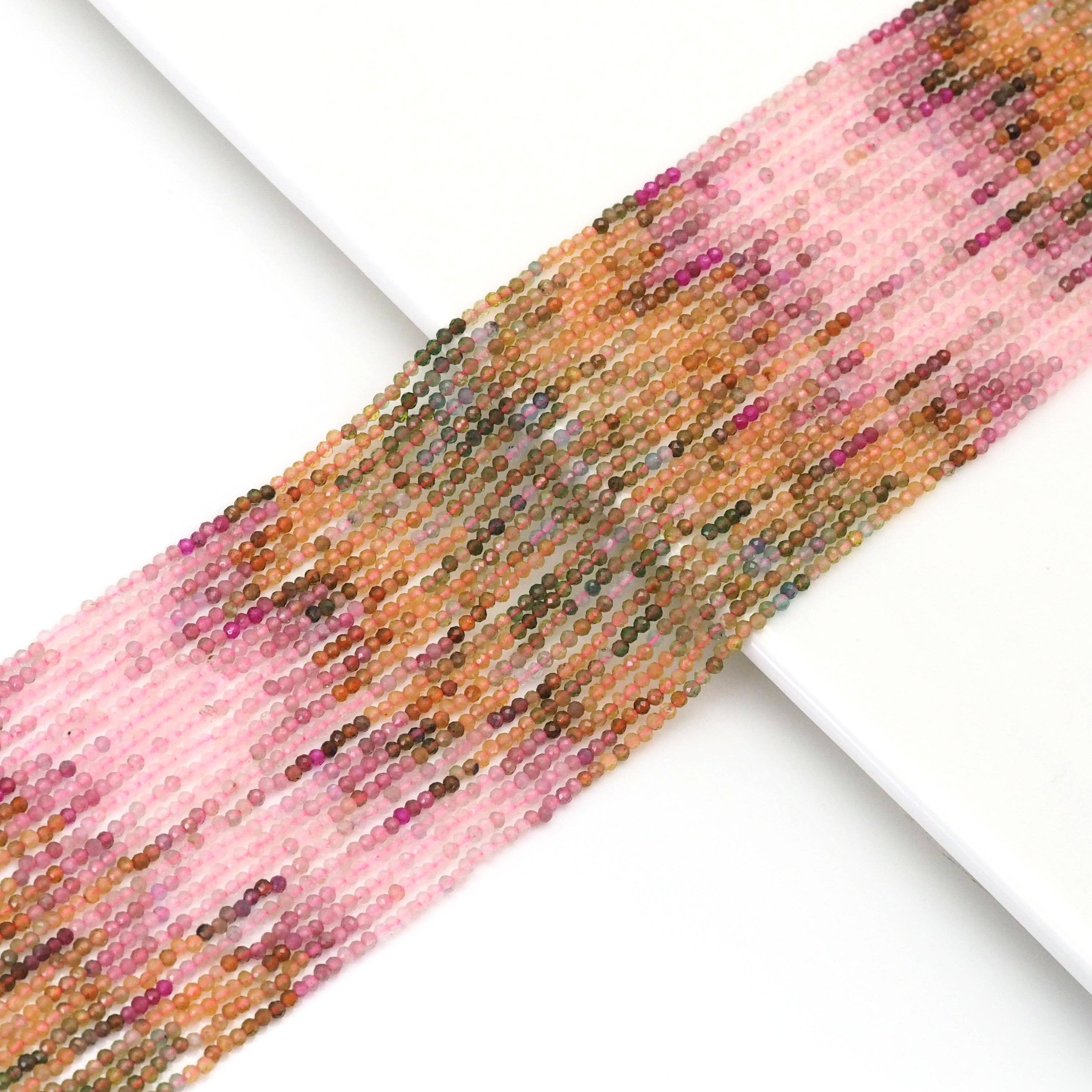 2mm Multicolor Tourmaline Round Faceted Beads, Sku#U1739