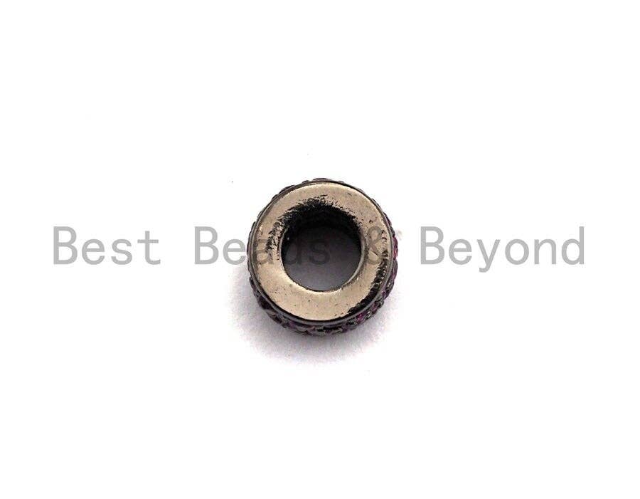 6x7mm Colored CZ Large Hole Cylinder/Drum Barrel Micro Pave Beads, CZ Big Hole Spacer Beads, Large Hole Spacer, sku#Y203