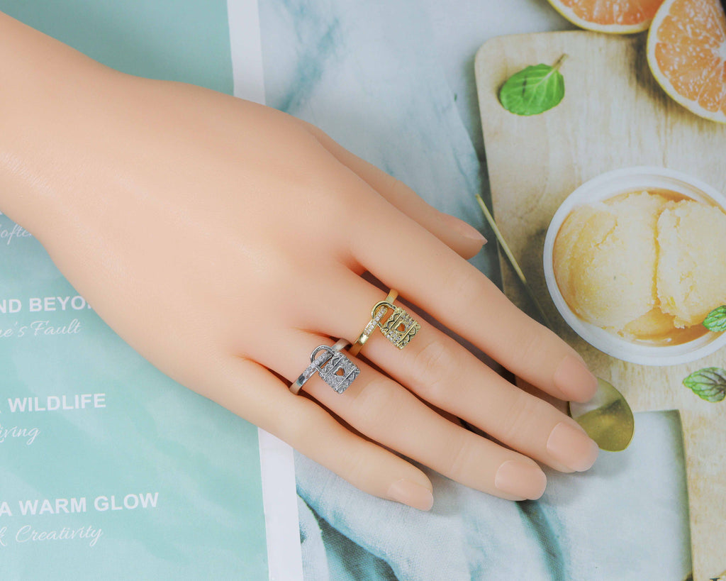 CZ Lock Adjustable Ring, Sku#X303