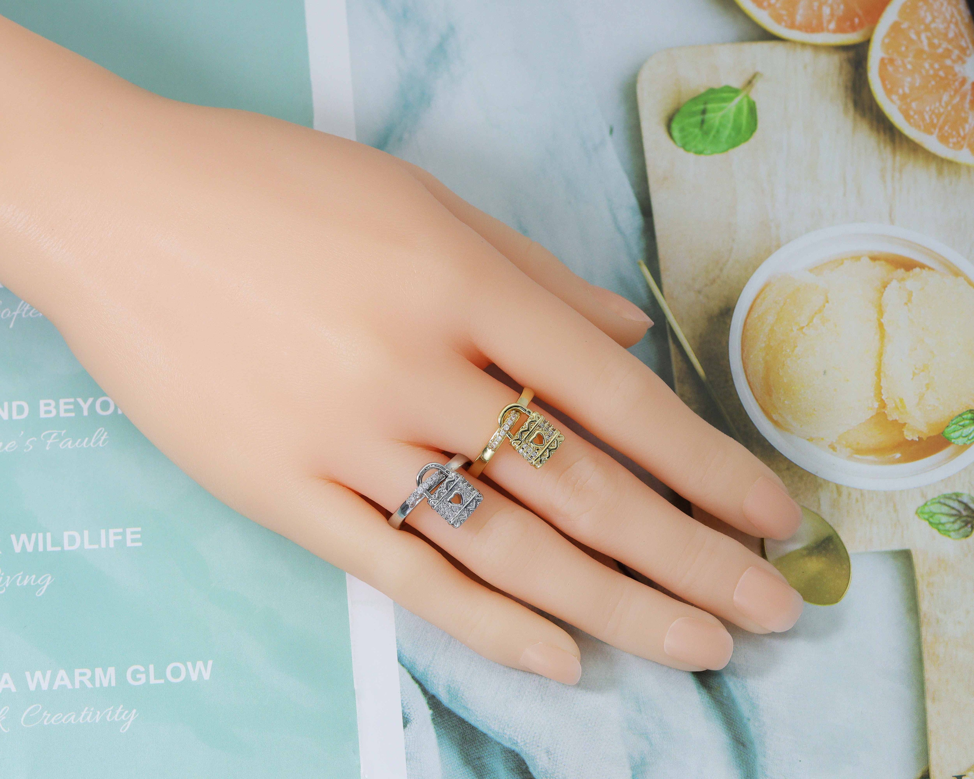CZ Lock Adjustable Ring, Sku#X303