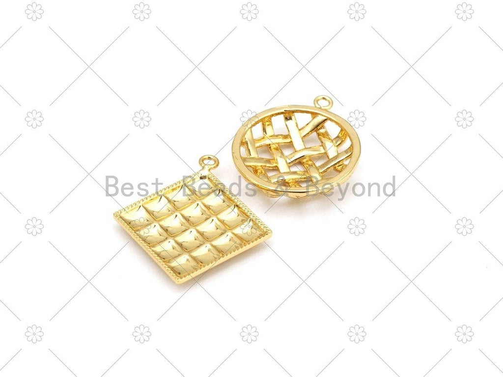 Round Rhombus Shape Pendant,18K Gold Filled Charm, Necklace Bracelet Charm Pendant, 29x25mm/35x31mm,Sku#Y517