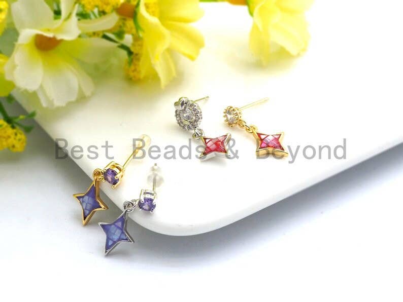 100% Natural Pink Color Shell North Star Charm, Fuchsia Pink Shell Star, Pink Shell Charm, Natural Shell Charm 10x14mm,SKU#Z345