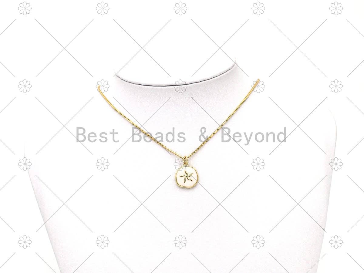 Enamel Sea Horse and Flower Charm, Sku#Y601
