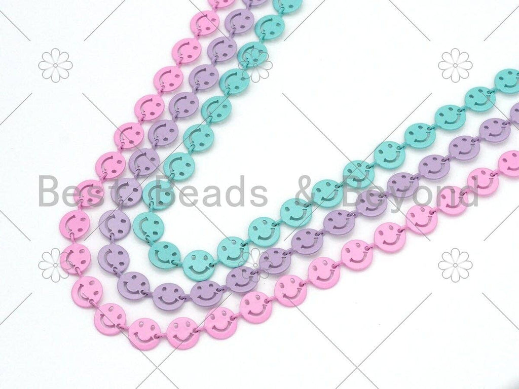 New Style Colorful Enamel Cute Smiley Face Chain by ft, Smiley Chain necklace, Fun Happy Face Chain, kid's jewlery, 8mm,Sku#E545