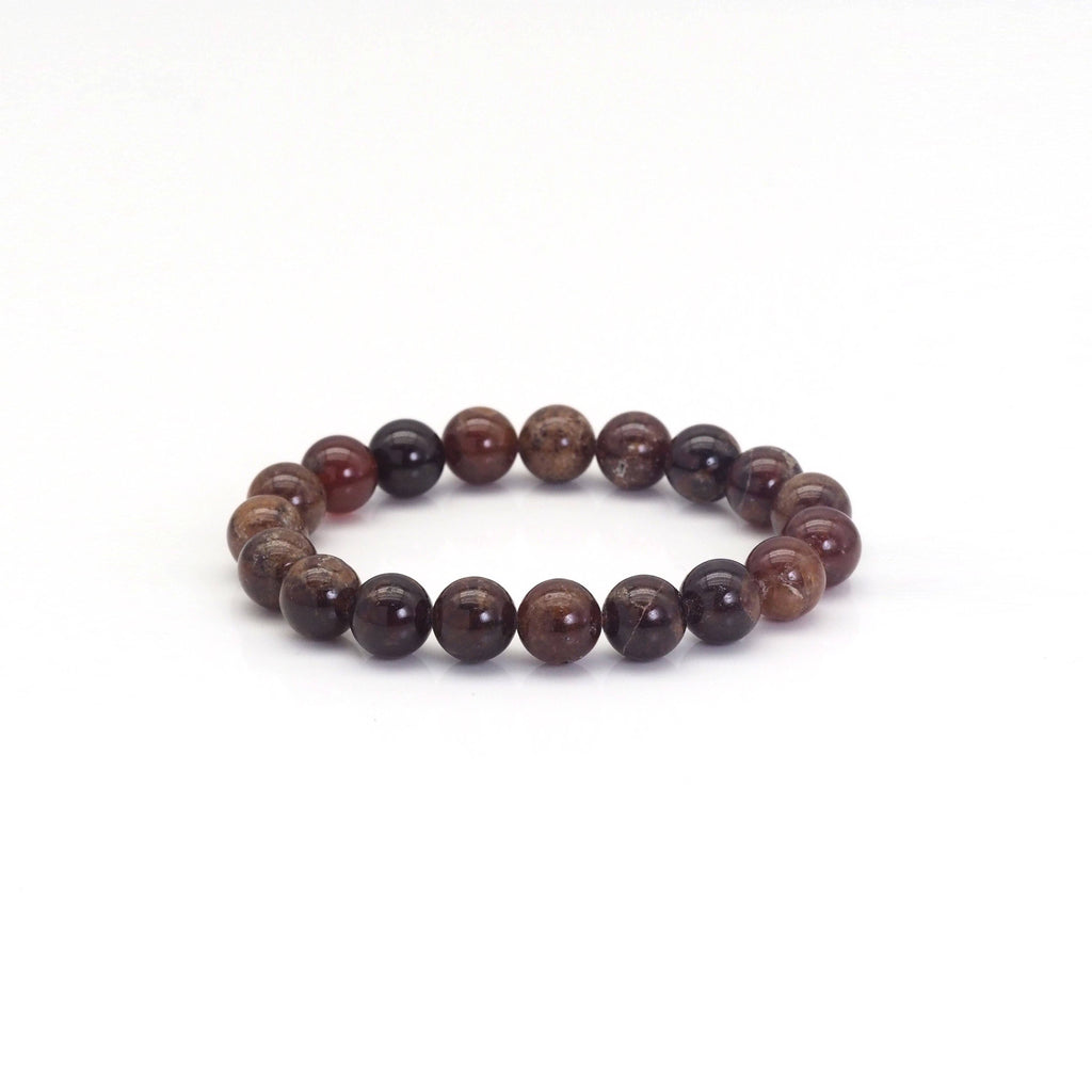 Brown Garnet Round Smooth Stretchy Bracelet, Sku#EF451